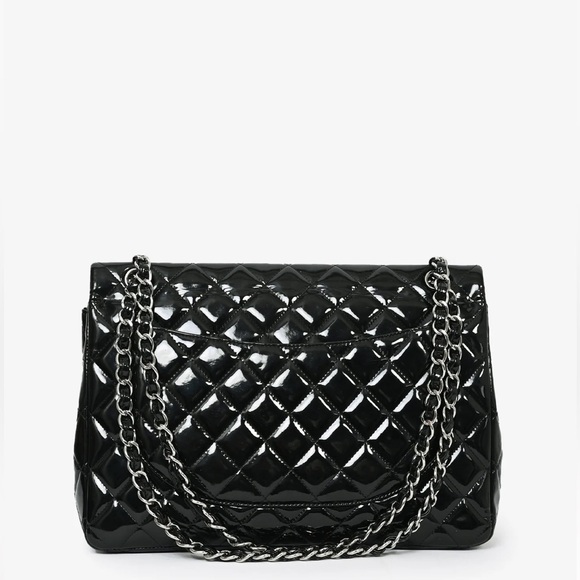CHANEL™ 2012/13 BLACK PATENT LEATHER MAXI DOUBLE FLAP - Picture 4 of 6